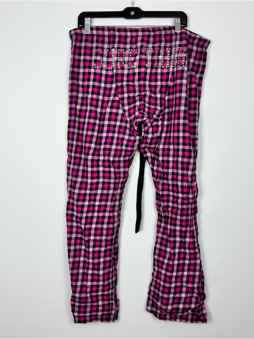 PINK Victoria's Secret Pink and Black Plaid Boot Cut Pajama Pants